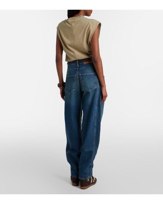 Isabel Marant Blue Lishaga Barrel-Leg Jeans