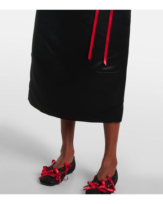 Simone Rocha Black Bow-Detail Satin Midi Dress