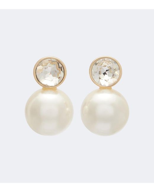 Carolina Herrera White Crystal-Embellished Earrings