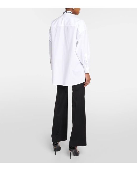 Dolce & Gabbana White Hemd aus Baumwollpopeline mit Spitze