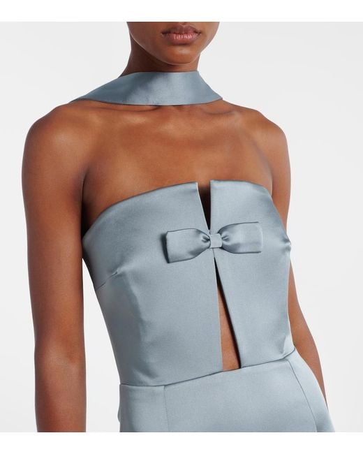 Vestido Bustier De Fiesta Holly De Crepe Con Lazo The New Arrivals Ilkyaz Ozel de color Blue