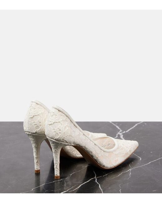 Gianvito Rossi White Lyon 85 Leather-Trimmed Lace Pumps