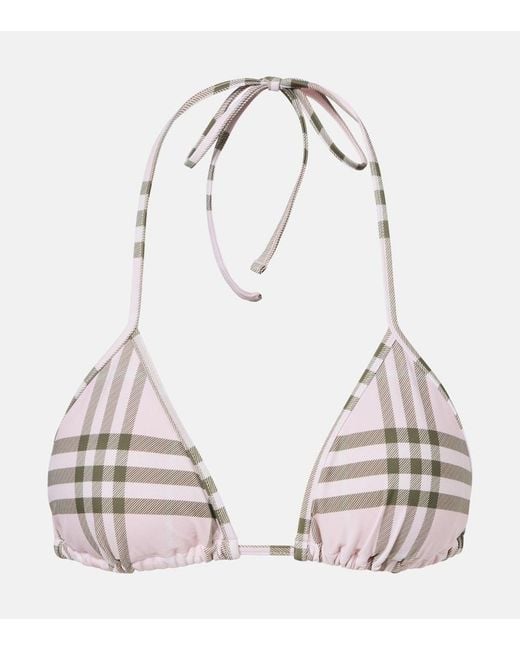 Burberry White Check Bikini Top