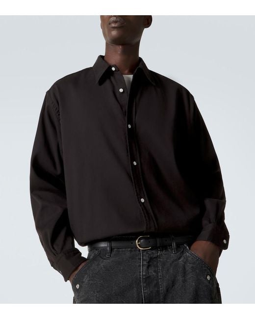 A.PRESSE Black Cotton Twill Shirt for men