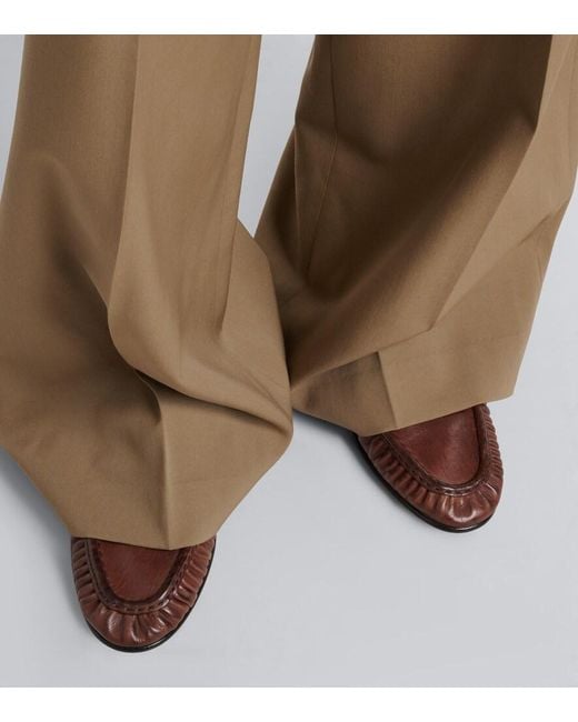 The Row Brown Soft Ruched Leather Loafers