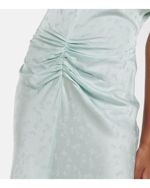 Victoria Beckham Green Gathered Jacquard Midi Dress