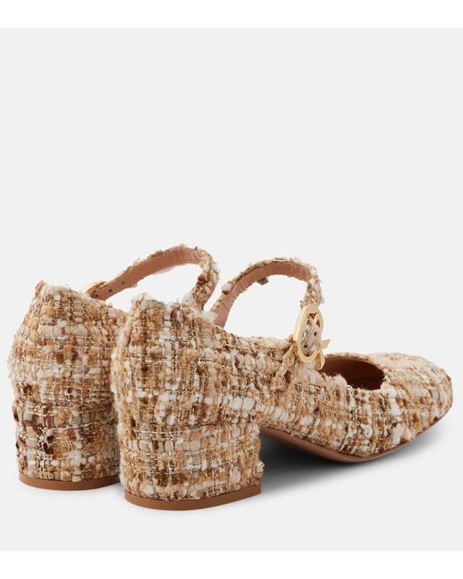 Gianvito Rossi Brown Mary Ribbon Boucle Pumps