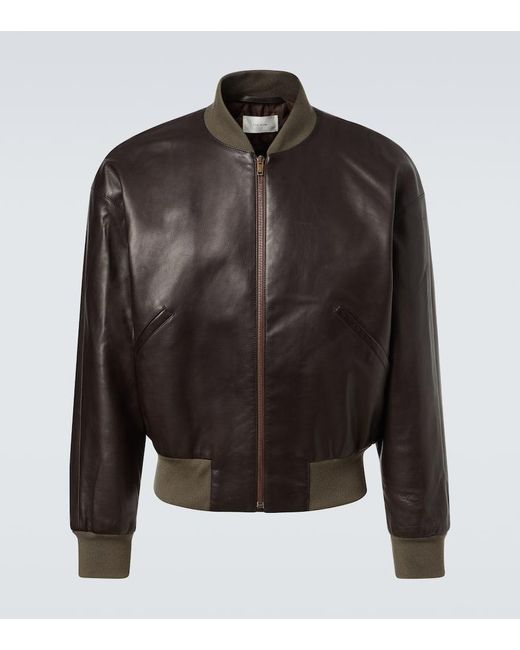 The Row Black Setsen Leather Bomber Jacket for men