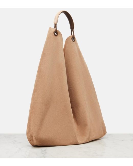 The Row Natural Bindle Three Suede Shoulder Bag