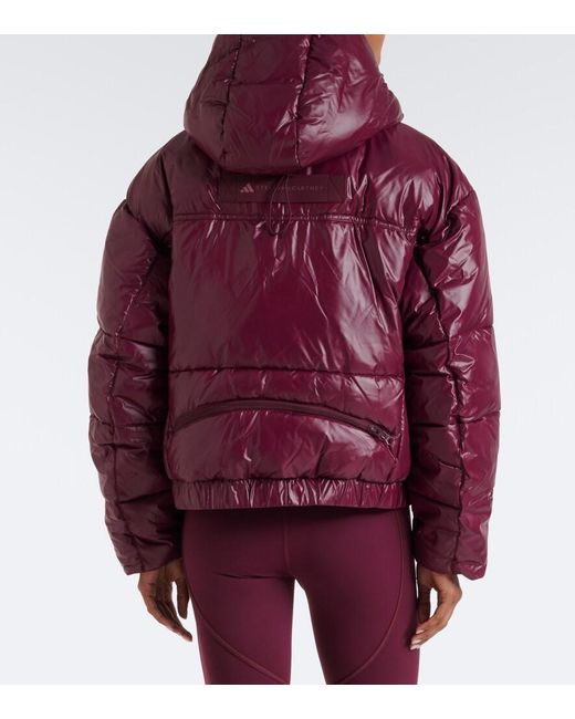 Adidas By Stella McCartney Purple Hooded Puffer Jacket