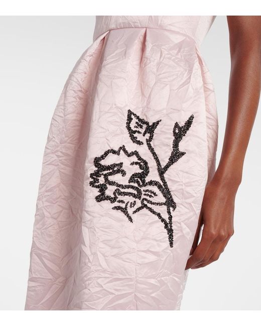 Erdem Pink Embroidered Satin Gown