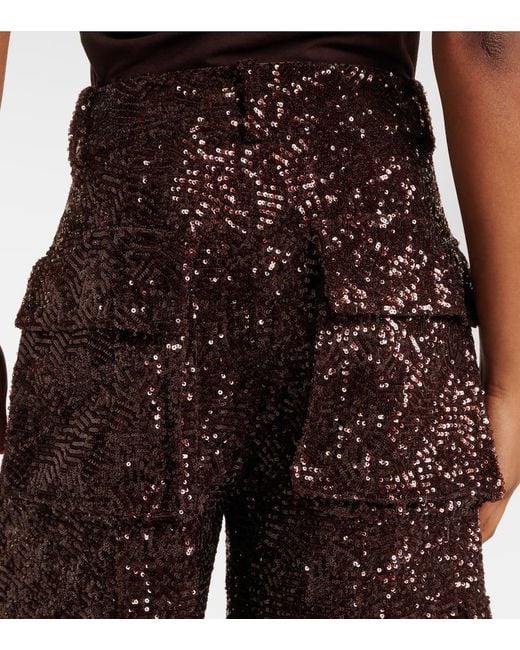 ROTATE BIRGER CHRISTENSEN Brown Cargohose Mit Pailletten