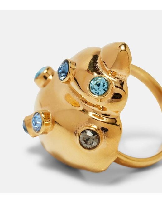 Oscar de la Renta Metallic Seashell Crystal-Embellished Ring