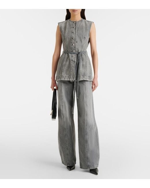 Sportmax Gray Carezza Wide-Leg Jeans