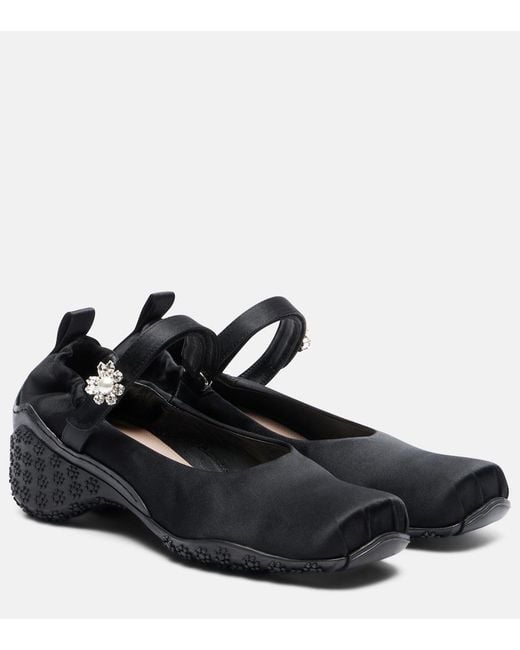 Simone Rocha Black Ballet Runner Embellished Ballet Flats