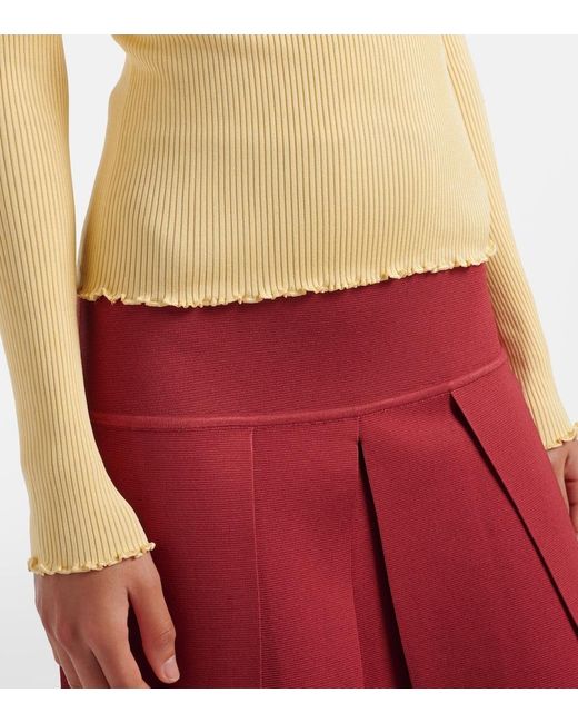 Alaïa Yellow Ribbed-Knit Silk-Blend Top