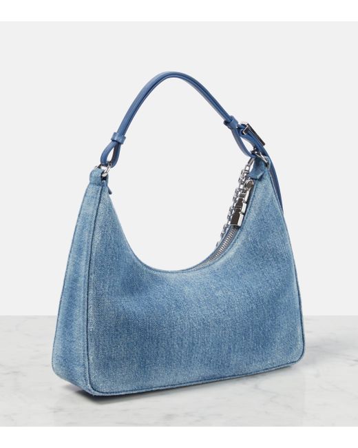 Givenchy Blue Embellished Leather-trimmed Denim Shoulder Bag