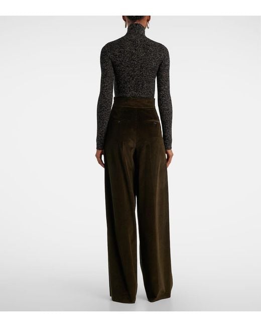 Pantalones Anchos De Pana De Algodon Max Mara de color Black