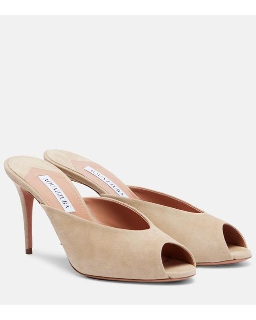 Aquazzura Brown Secret 85 Suede Mules