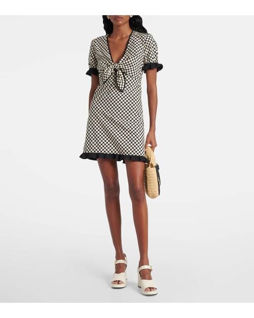 Valentino Black Ruffled Polka-Dot Cotton Poplin Minidress