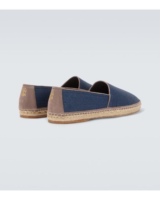 Brunello Cucinelli Blue Suede-Trimmed Canvas Espadrilles for men