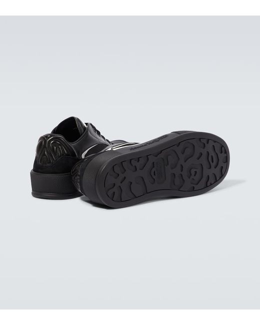Alexander McQueen Black Plimsoll Deck Leather-trimmed Sneakers for men