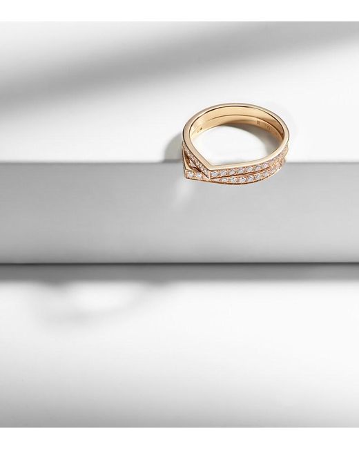 Repossi White Antifer Rose Ring With Diamonds