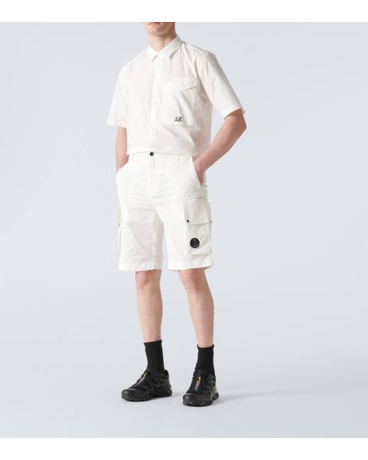 Short cargo en serge de coton melange C P Company pour homme en coloris White