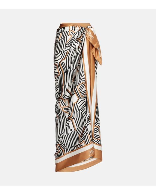 Max Mara Multicolor Ottico Silk Beach Cover-Up