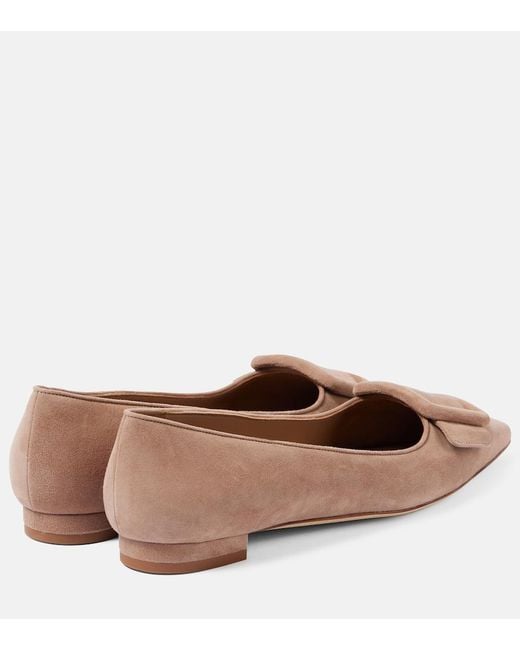 Manolo Blahnik Brown Maysalepumpflat Suede Ballet Flats