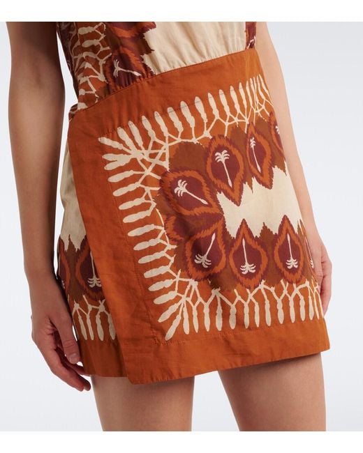 Johanna Ortiz Orange Printed Cotton Minidress