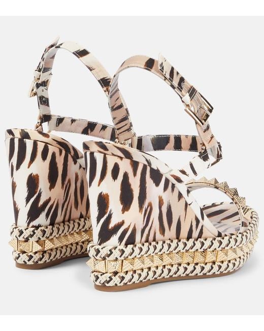 Christian Louboutin Metallic Pyraclou 110 Leopard-Print Wedge Sandals