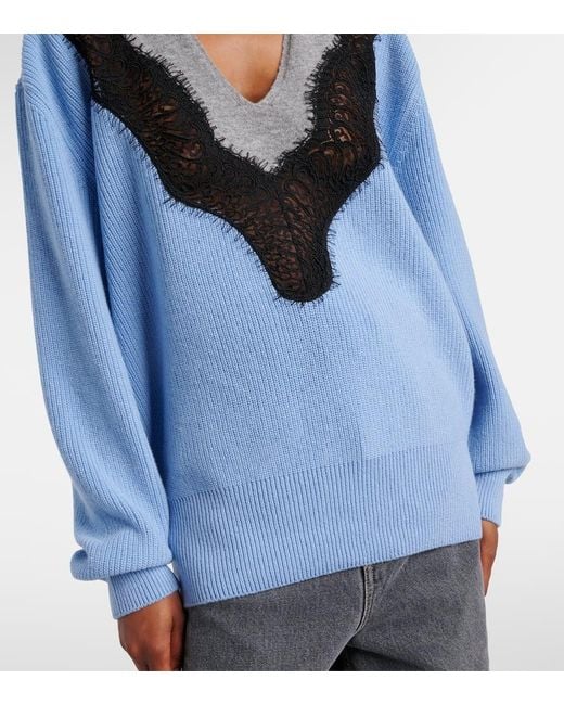 Stella McCartney Blue Miracle Lace Virgin Wool Sweater
