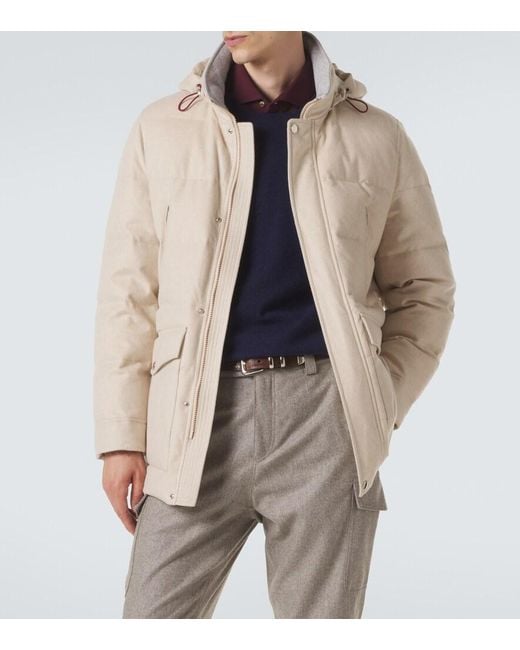 Brunello Cucinelli Natural Wool Flannel Down Parka for men