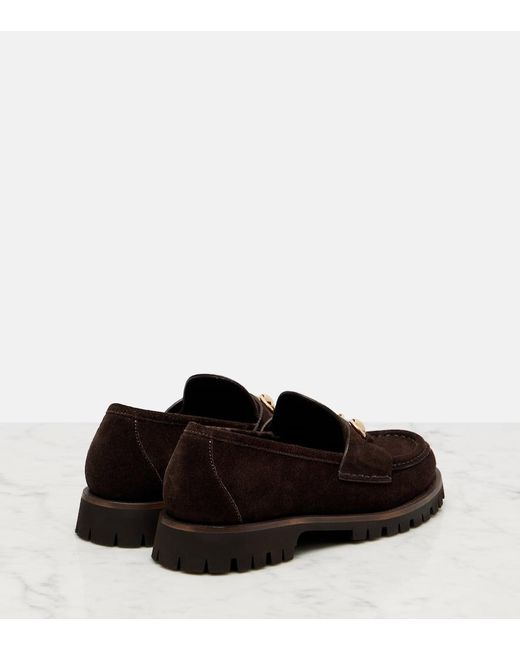 Gucci Black Sylke Horsebit Suede Loafers