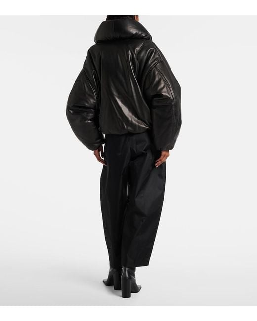 Alaïa Black Leather Bomber Jacket