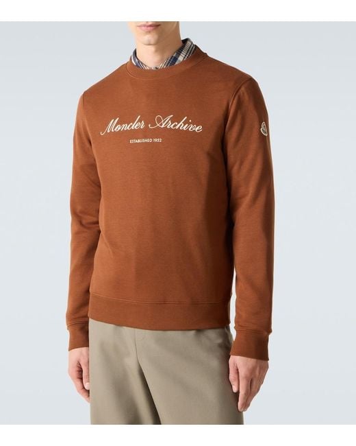 Moncler Brown Moncler Cotton Blend Logo Sweatshirt for men