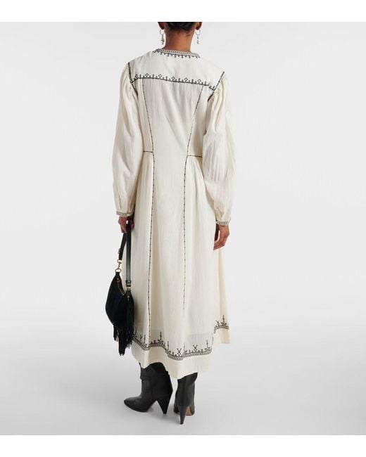 Isabel Marant White Pippa Embroidered Cotton Midi Dress