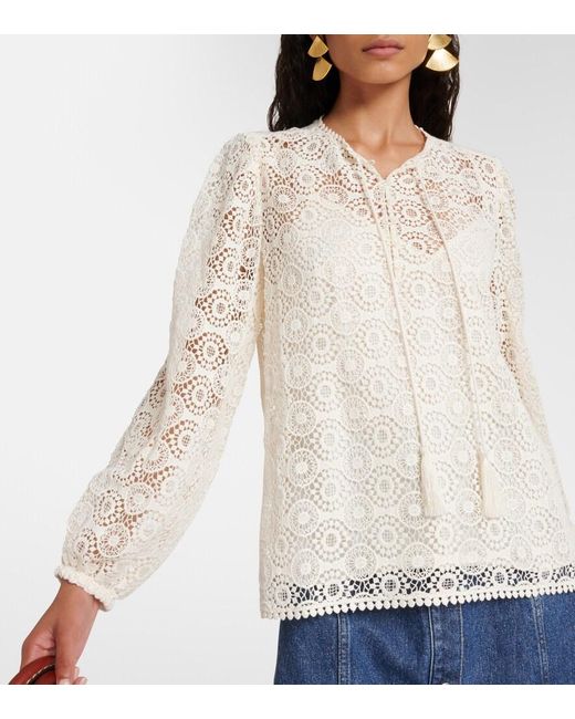 FRAME Natural Cotton Lace Blouse