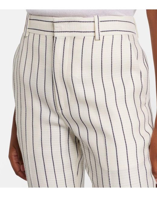 Balmain White Pinstripe Straight Pants