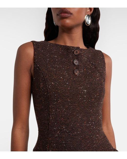 ShuShu/Tong Brown Knitted Wool-Blend Minidress