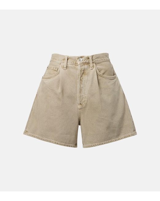 Shorts Denim De Tiro Medio Agolde de color Natural