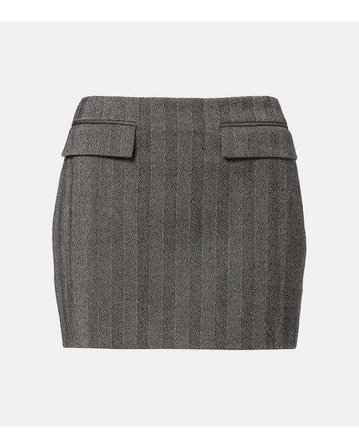 Ferragamo Gray Striped Wool-Blend Miniskirt