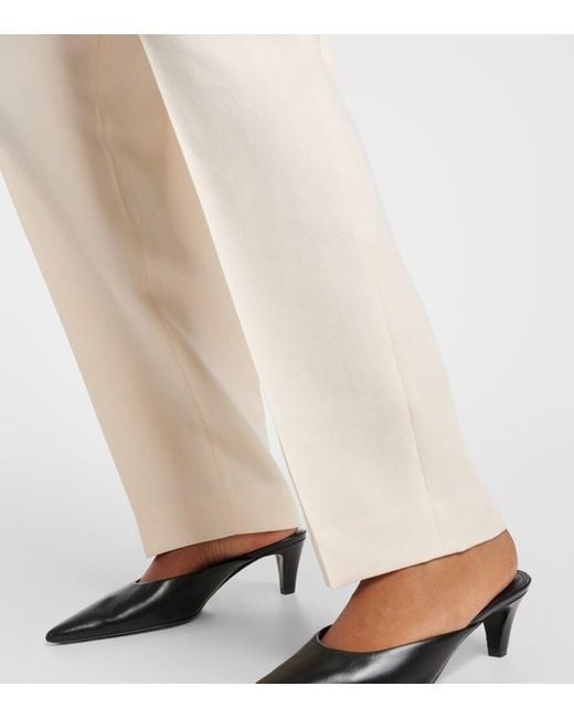 Totême White Pleated Straight Pants