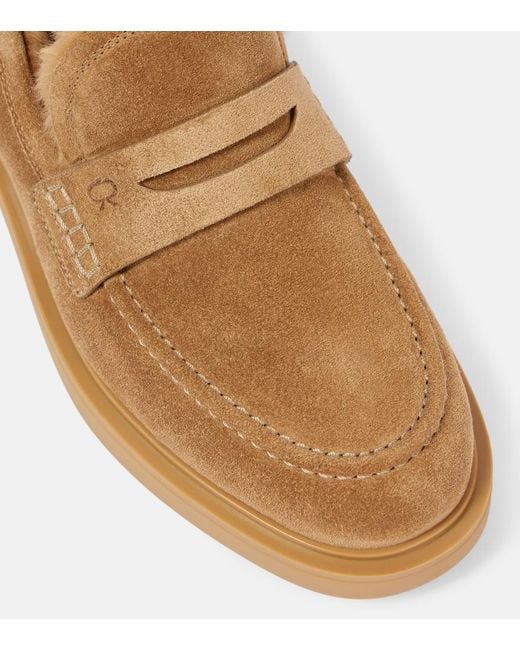 Gianvito Rossi Brown Harris Suede Penny Loafers