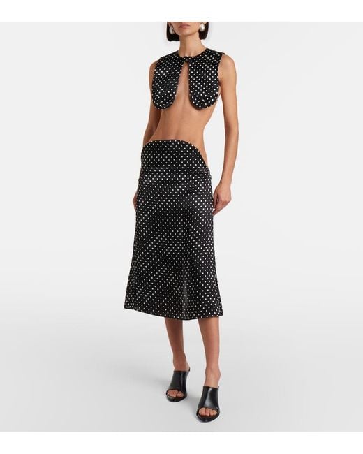 Jean Paul Gaultier Black Polka-Dot Silk Crop Top