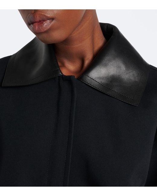 Givenchy Black Leather-Trimmed Cotton And Wool Jacket