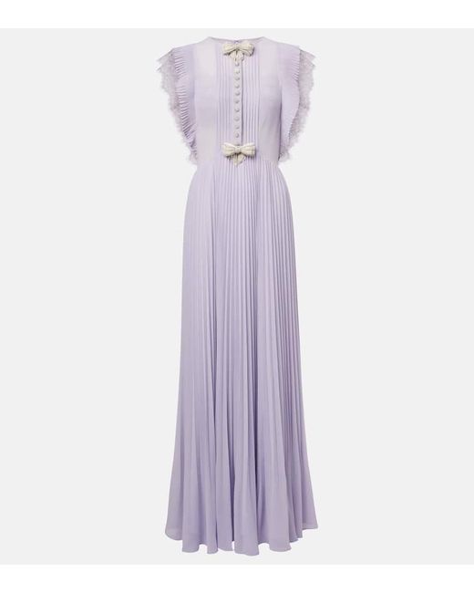 Self-Portrait Purple Verziertes Maxikleid Aus Chiffon