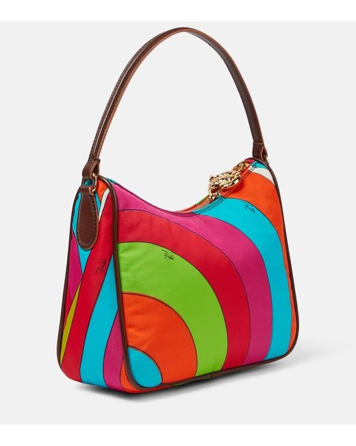 Emilio Pucci Red Iride Small Leather-Trimmed Shoulder Bag