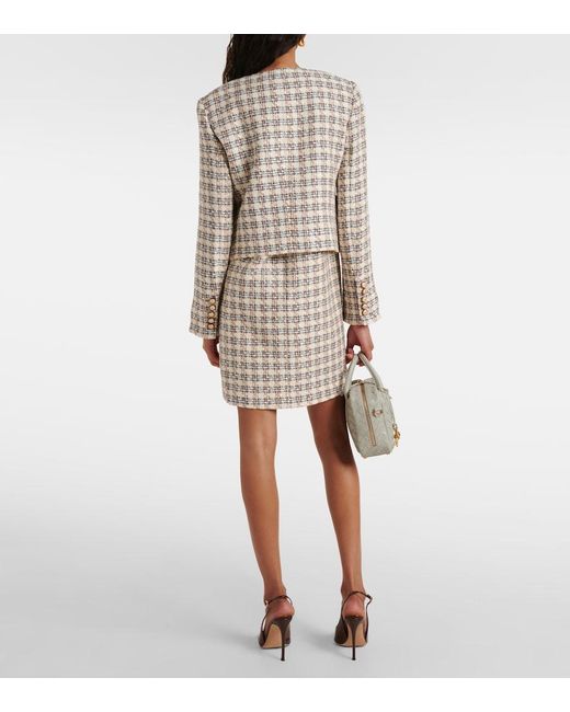 Veronica Beard White Bentley Checked Tweed Jacket